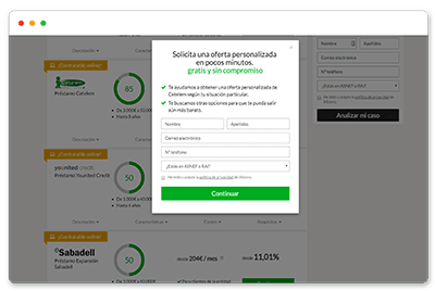 Paso 2 Facilitanos tus datos para mostrarte resultados ajustados